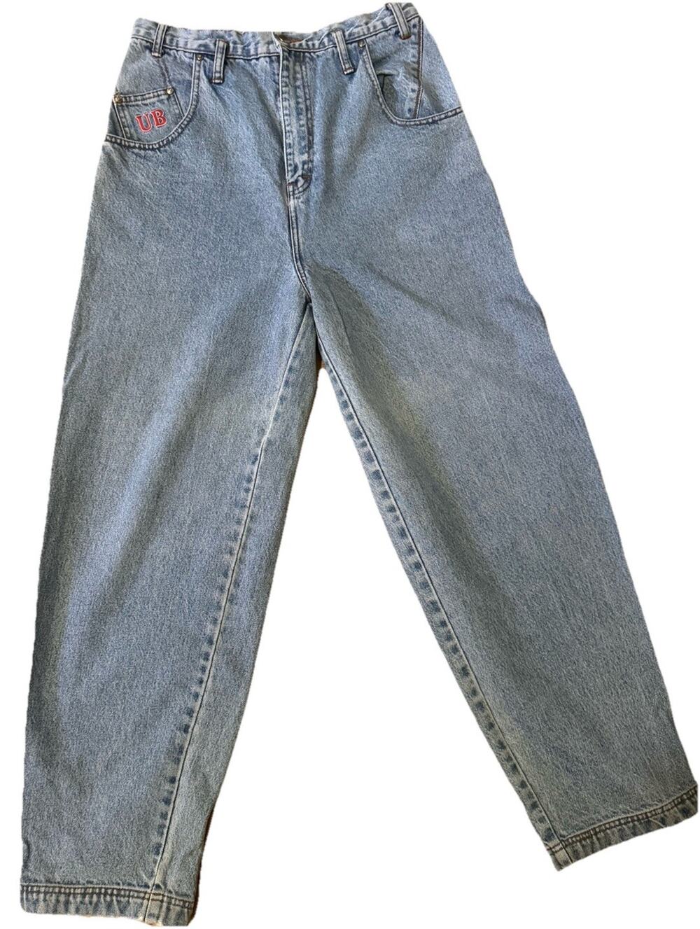 Vtg 90s Unionbay 138 Baggy Wide Leg Skater Jeans Y2K Embroidered 28x29